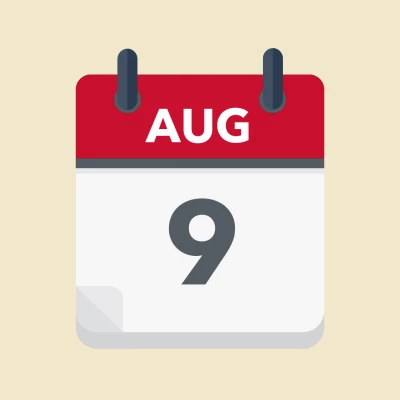 Calendar icon showing 9th August