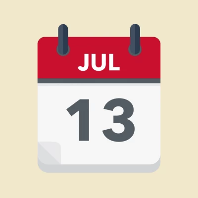Calendar icon showing 13th July