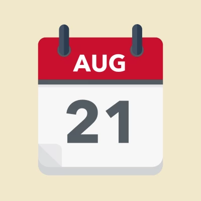 Calendar icon showing 21st August